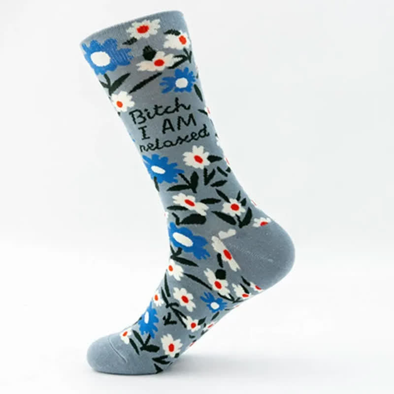 Funny Colorful Floral Pattern Quarter Socks(5 Pairs) - image 5