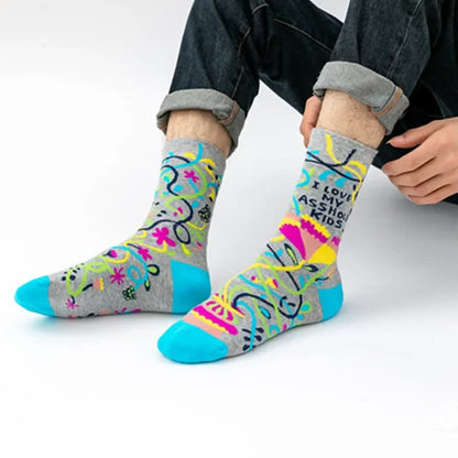 Funny Colorful Floral Pattern Quarter Socks(5 Pairs) - image 3