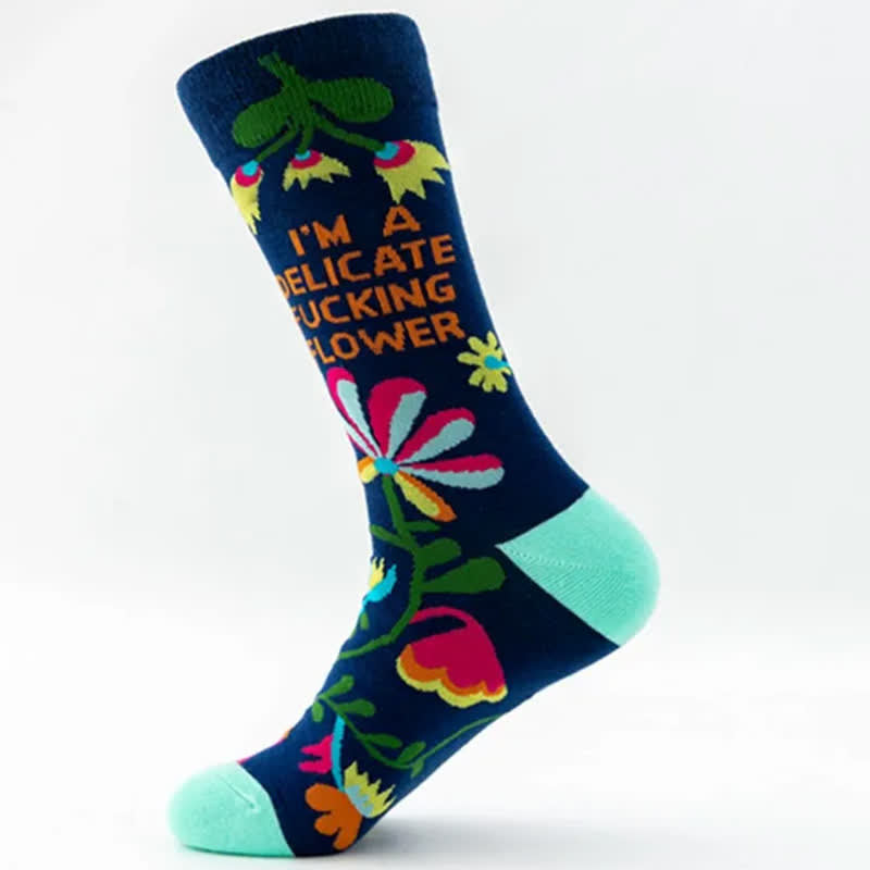 Funny Colorful Floral Pattern Quarter Socks(5 Pairs) - image 7