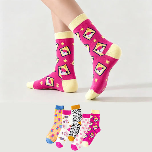 Sweet Cartoon Quarter Socks (5 Pairs) - image 0