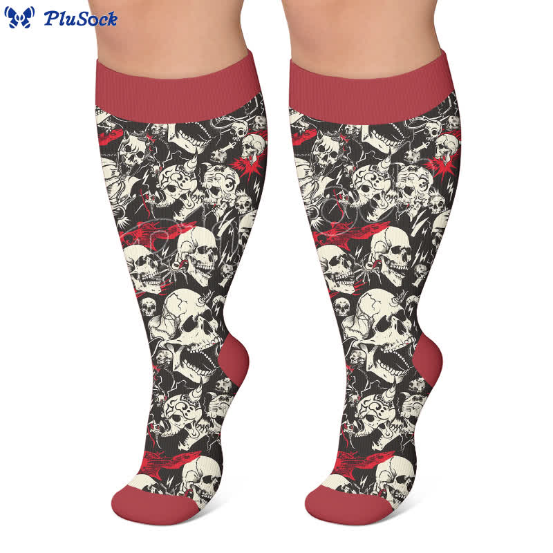 Plus Size Colorblock Skull Compression Socks - image 4