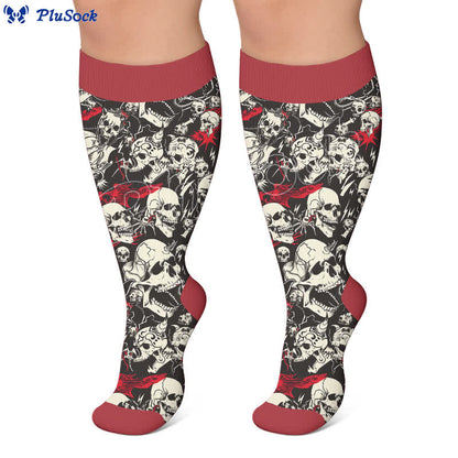 Plus Size Colorblock Skull Compression Socks - image 4