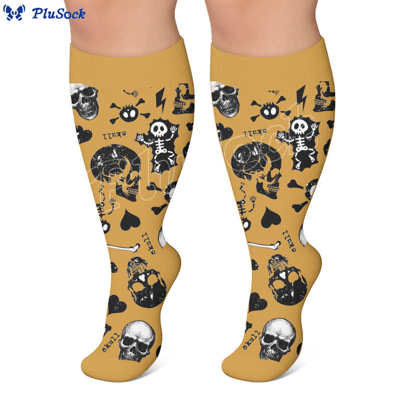 Plus Size Colorblock Skull Compression Socks - image 2