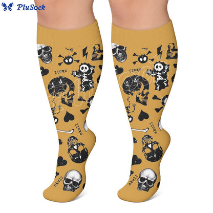Plus Size Colorblock Skull Compression Socks - image 2