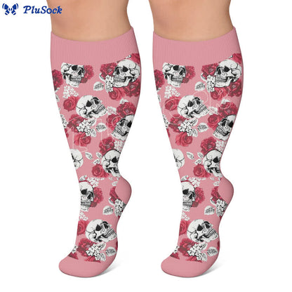 Plus Size Colorblock Skull Compression Socks - image 3