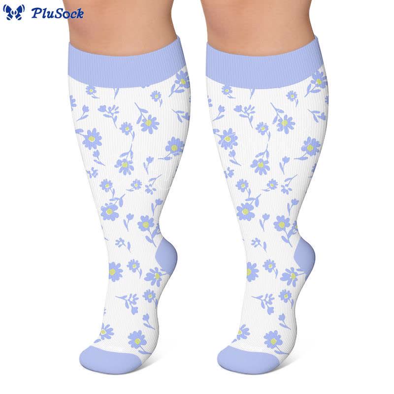 Plus Size Pink Floral Compression Socks - image 3