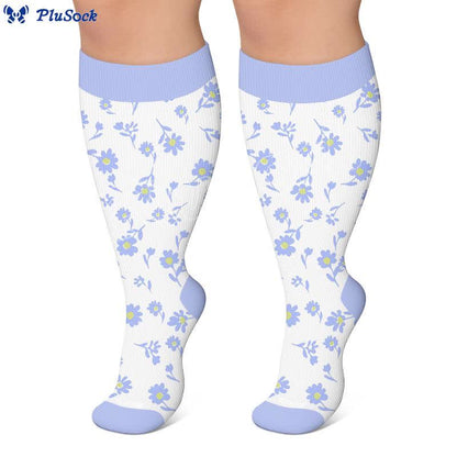 Plus Size Pink Floral Compression Socks - image 3