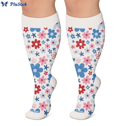 Plus Size Pink Floral Compression Socks - image 4