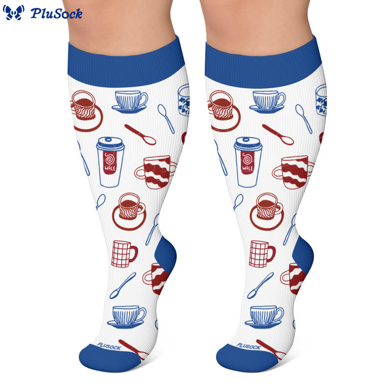 Plus Size Coffee Print Compression Socks - image 4