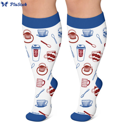 Plus Size Coffee Print Compression Socks - image 4