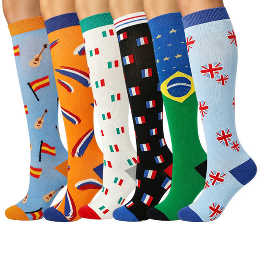 National Flags Compression Socks(6 Pairs) - Multicolor - S/M - image 0