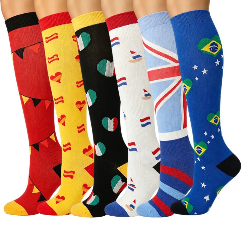 Union Flag Sport Compression Socks(6 Pairs) - Multicolor - S/M - image 0