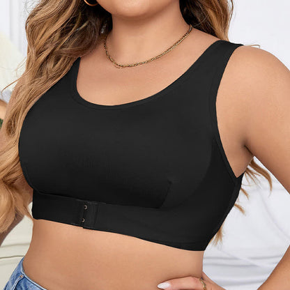 Front Closure Sport Wireless Bra - Black - 4XL - image 0