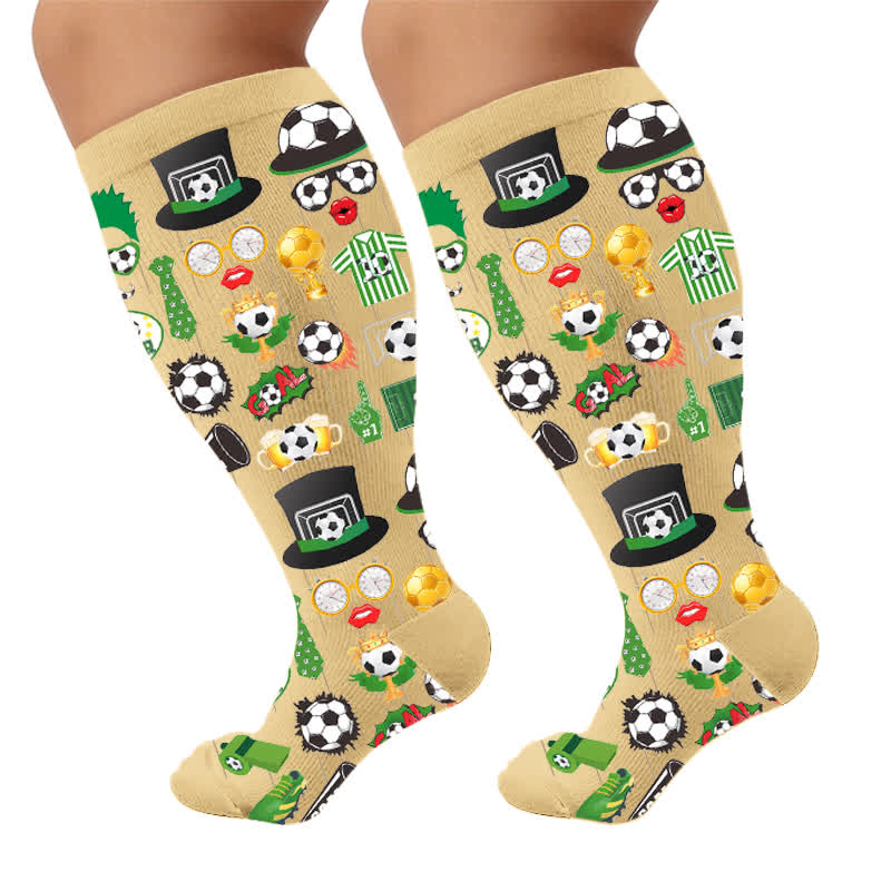 Plus Size Soccer Compression Socks - Apricot(1 Pair) - 4XL - image 5