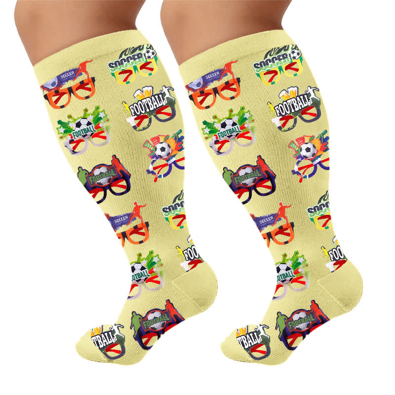 Plus Size Soccer Compression Socks - Yellow(1 Pair) - 4XL - image 7