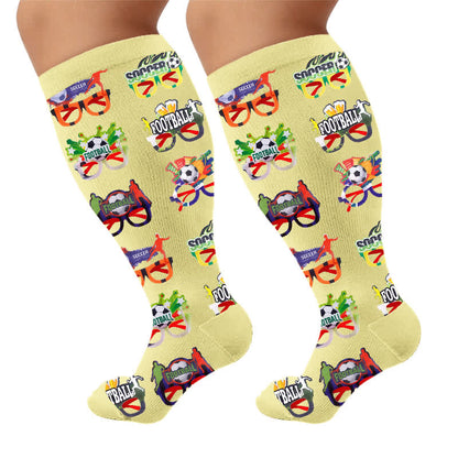 Plus Size Soccer Compression Socks - Yellow(1 Pair) - 4XL - image 7