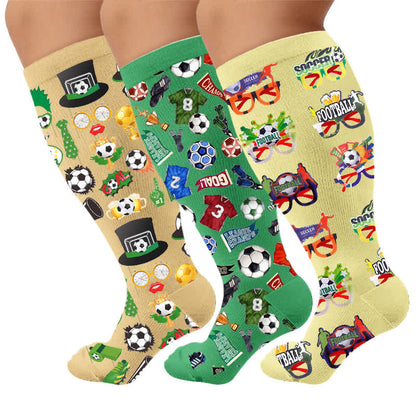 Plus Size Soccer Compression Socks - Multicolor(3 Pairs) - 4XL - image 1