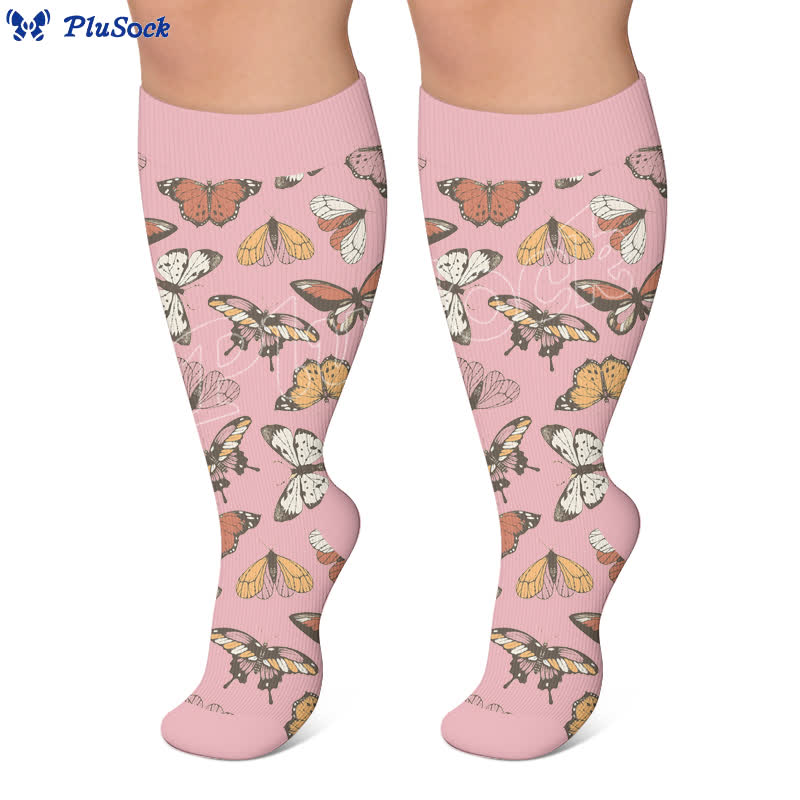 Plus Size Colorful Butterfly Compression Socks - image 3