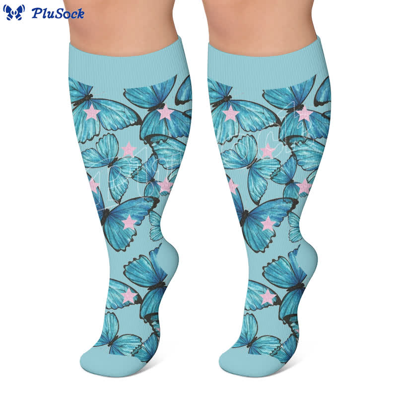 Plus Size Colorful Butterfly Compression Socks - image 2