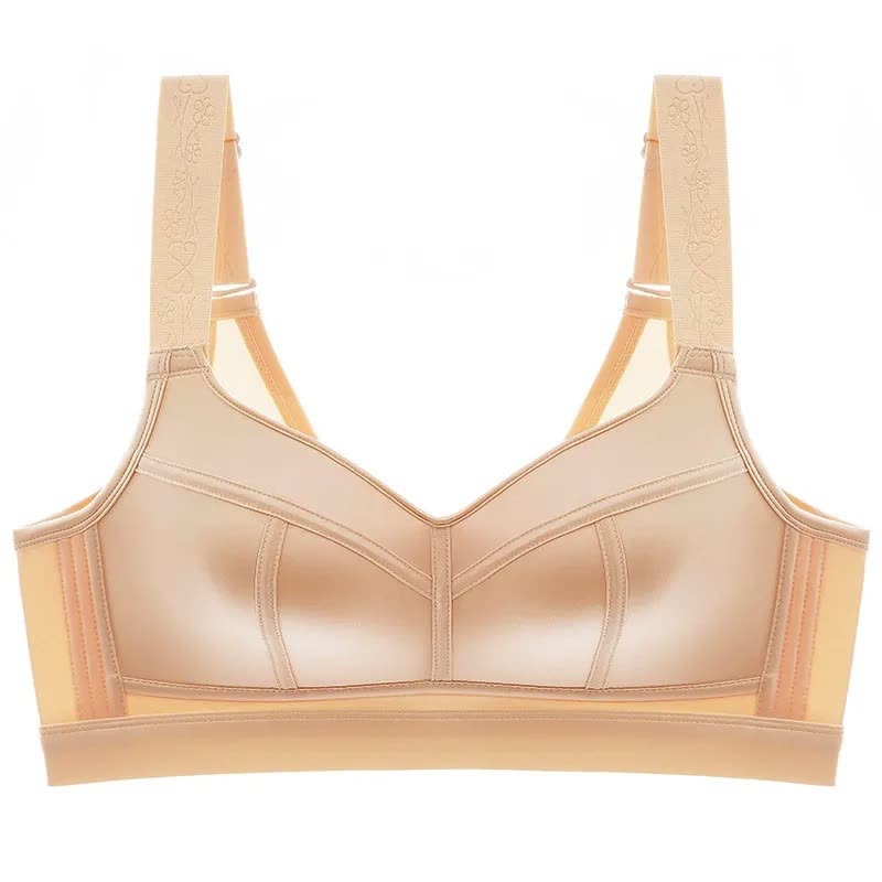 Wide Strap Support Wireless Bra - Nude - 52 - E - image 1