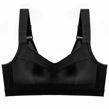 Wide Strap Support Wireless Bra - Black - 52 - E - image 3