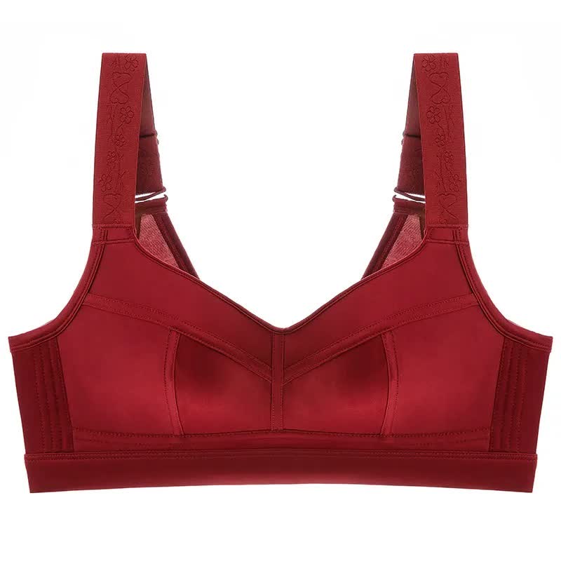 Wide Strap Support Wireless Bra - Red - 52 - E - image 4
