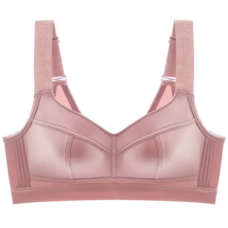 Wide Strap Support Wireless Bra - Pink - 52 - E - image 2