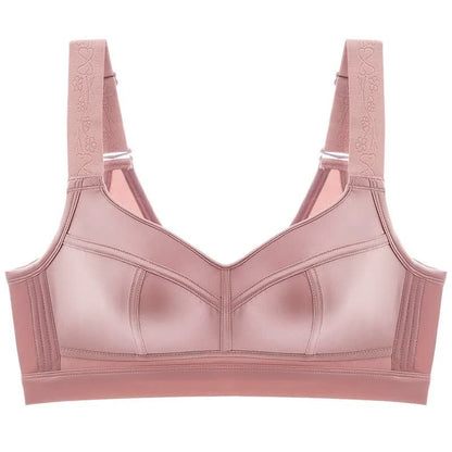 Wide Strap Support Wireless Bra - Pink - 52 - E - image 2