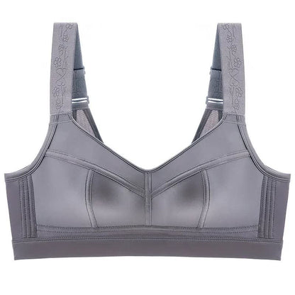 Wide Strap Support Wireless Bra - Grey - 52 - E - image 5