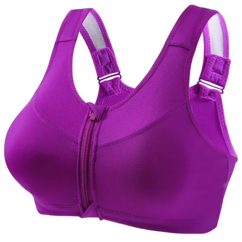 Front Zip Support Sport Wireless Bra(2 Packs) - Purple - 5XL - image 11
