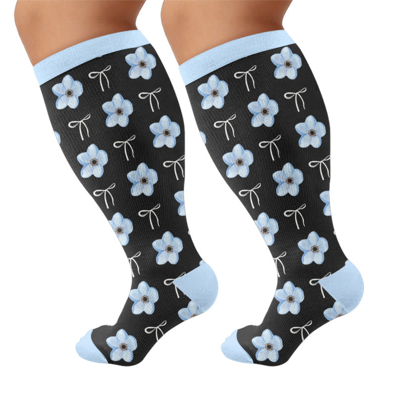 Plus Size Butterfly Star Compression Socks - Black(1 Pair) - 4XL - image 6