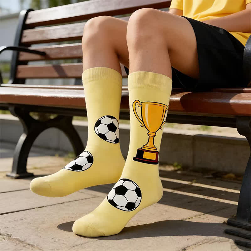 Trendy Soccer Pattern Quarter Socks (5 Pairs) - image 1