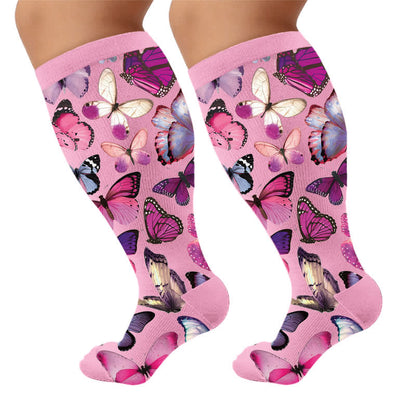 Plus Size Sweet Butterfly Compression Socks - Purple(1 Pair) - 4XL - image 6