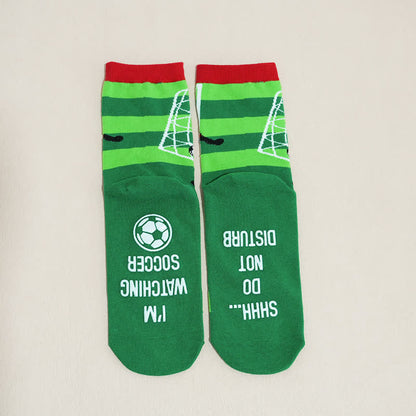 Breathable Soccer Slogan Cotton Quarter Socks(6 Pairs) - image 20