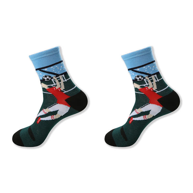 Casual Soccer Print Quarter Socks (6 Pairs) - image 3