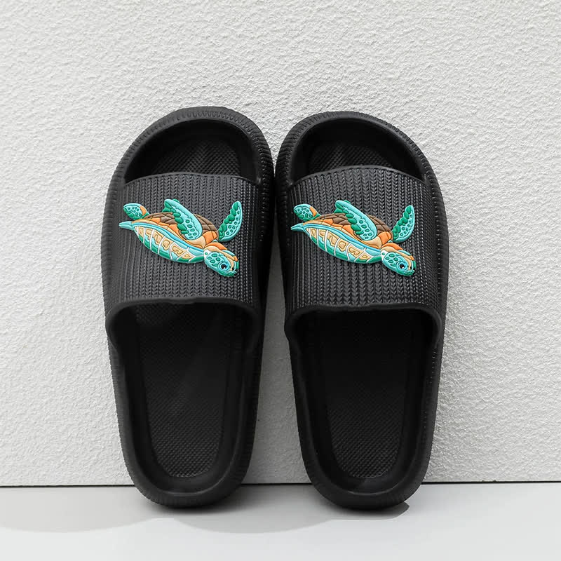 Soft Cushioned Turtle Slide Slippers - Black - EU44-45(US10-11) - image 5