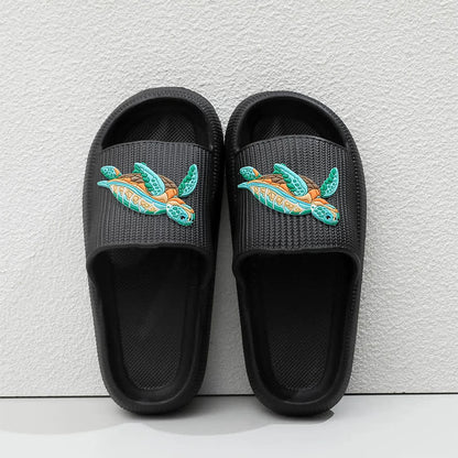 Soft Cushioned Turtle Slide Slippers - Black - EU44-45(US10-11) - image 5