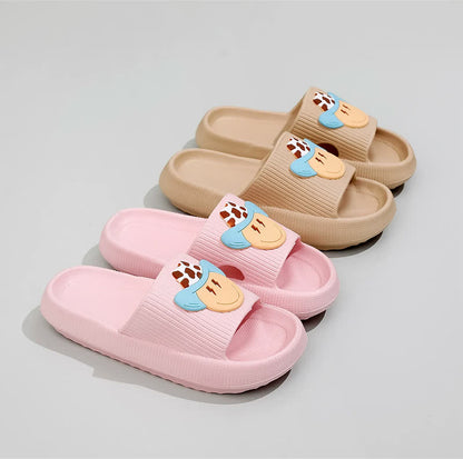 Smiley Denim Charm Cloud Cushion Slippers - image 1