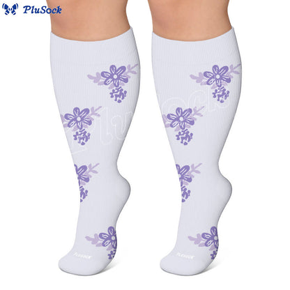 Plus Size Floral Compression Socks(4 Pairs) - image 2