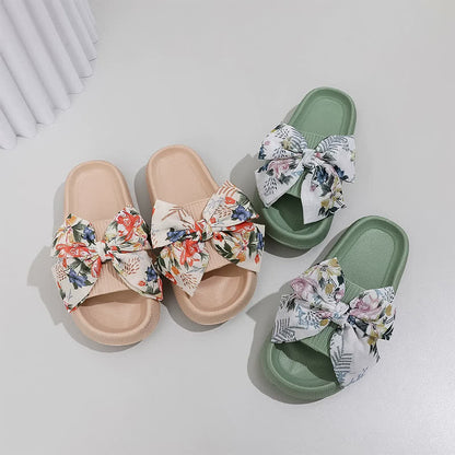 Floral Bow Platform Slippers - image 1