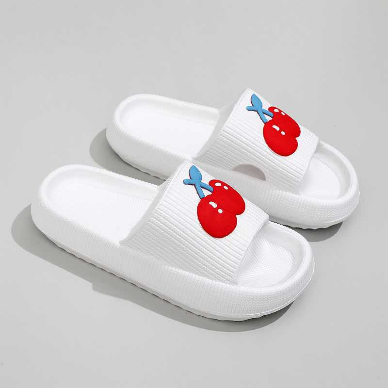 Thick Sole Cherry Comfort Slippers - White - EU44-45(US10-11) - image 4