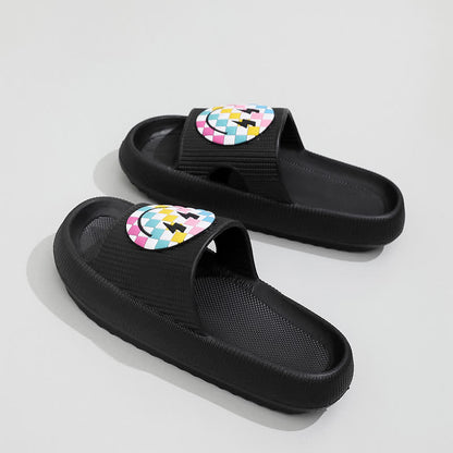 Rainbow Smiley Thick Sole Slide Slippers - Black - EU44-45(US10-11) - image 7