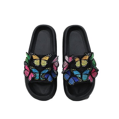 Colorful Butterfly Cloud Platform Slide Slippers - Black - EU44-45(US10-11) - image 5