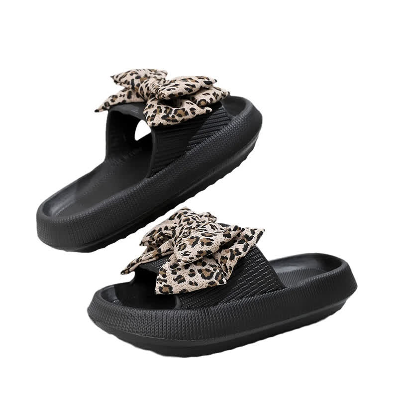 Leopard Bow Cloud Sole Slide Slippers - Black - EU44-45(US10-11) - image 3