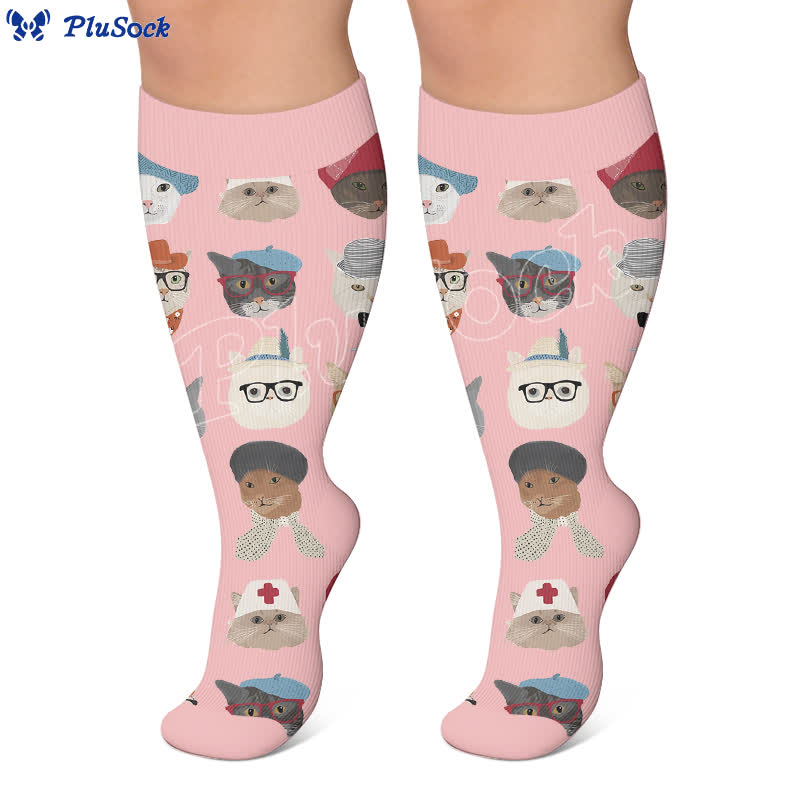 Plus Size Cute Cat Avatars Compression Socks - image 2