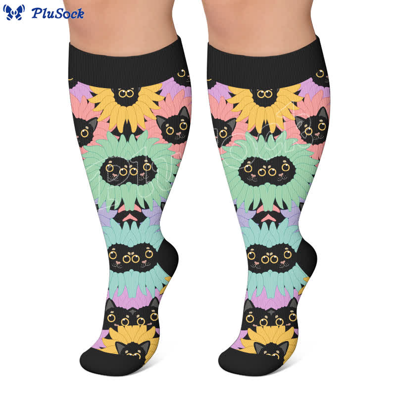 Plus Size Cute Cat Avatars Compression Socks - image 3
