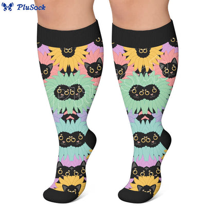 Plus Size Cute Cat Avatars Compression Socks - image 3