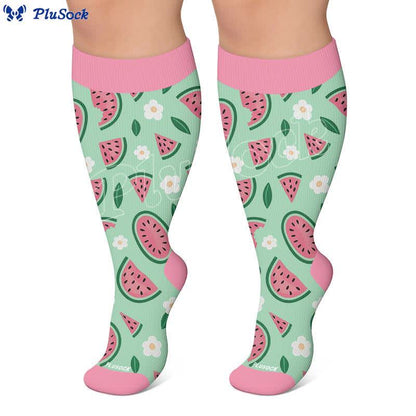 Plus Size Watermelon Strawberry Compression Socks - image 2