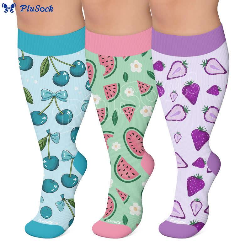 Plus Size Watermelon Strawberry Compression Socks - image 0