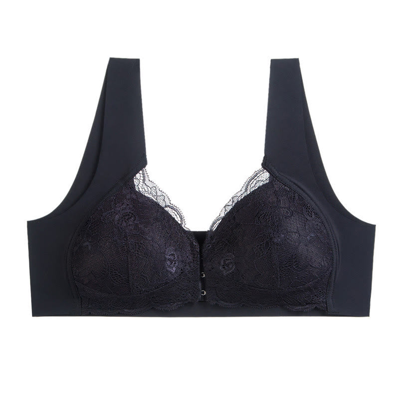 Front Closure Wireless Bra - Black - 5XL - image 10